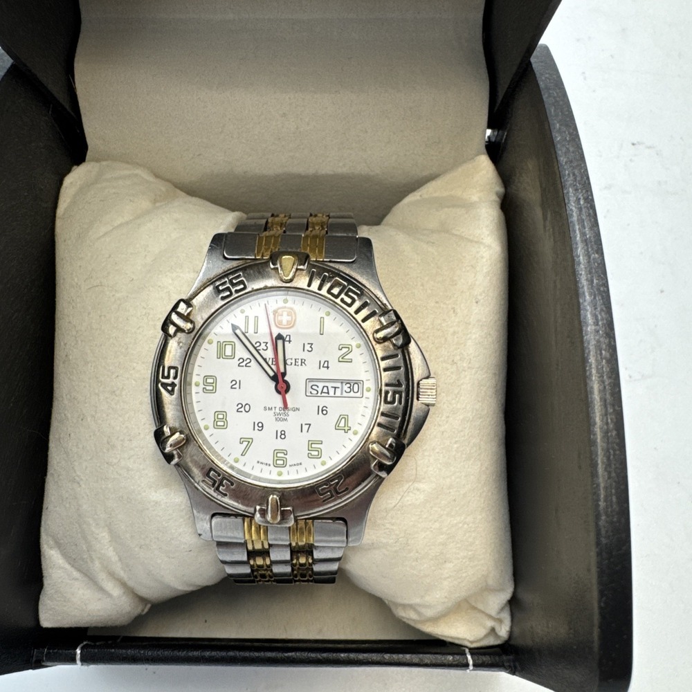 Wenger SMT Design Two-Tone Day/Date 40mm Swiss Watch w/ White Dial 096.0685